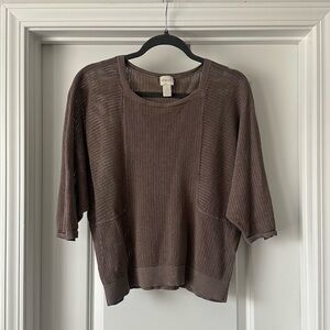 Chicos Mocha Batwing Sleeve Knit Top